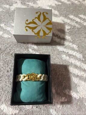 Rustic Cuff Gold and Ivory Braided Link Bracelet